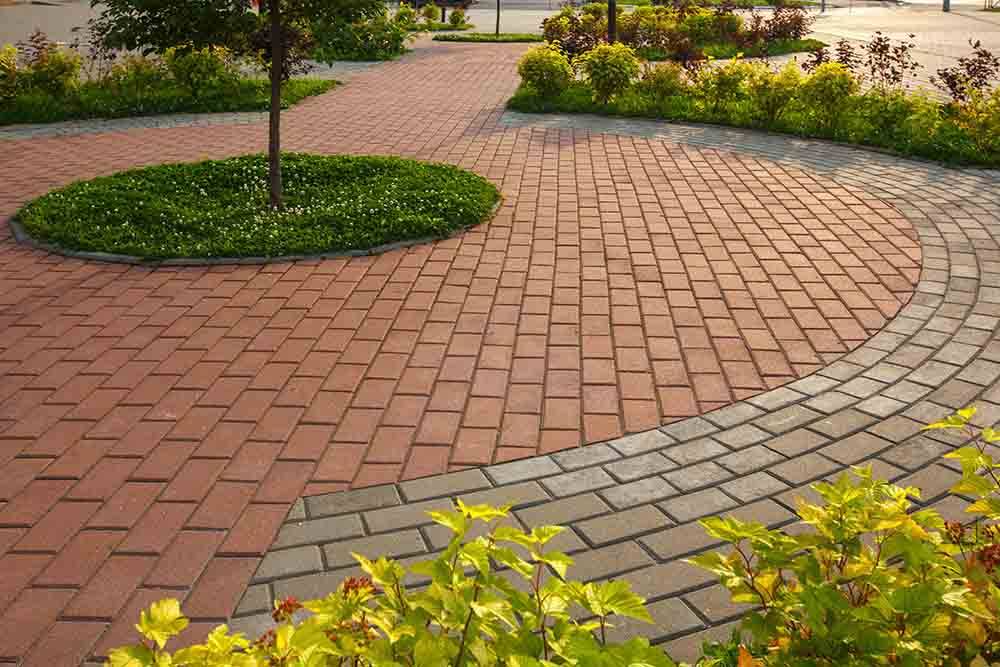 block paving in a park